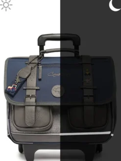Cheap Cartable À Roulettes 2 Compartiments Vintage Pin's Enfant Cartable Scolaire|Pour Enfants