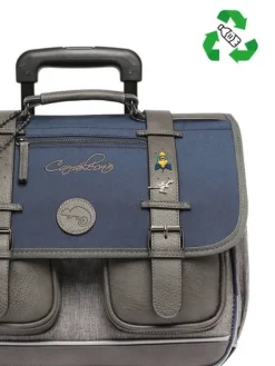Cheap Cartable À Roulettes 2 Compartiments Vintage Pin's Enfant Cartable Scolaire|Pour Enfants